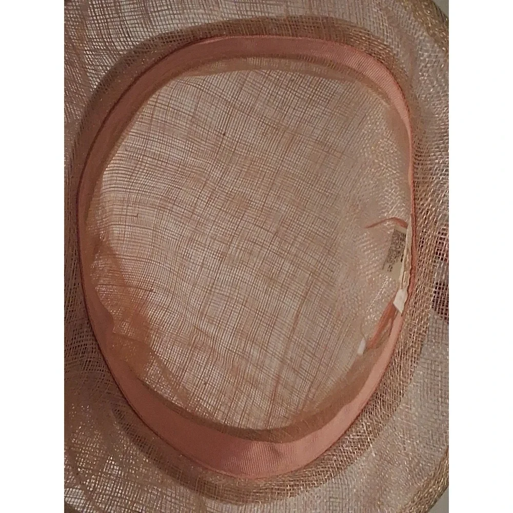 Women's Sinamay Cloche Pink Derby, Church, Wedding Hat Bow Netting Feathers